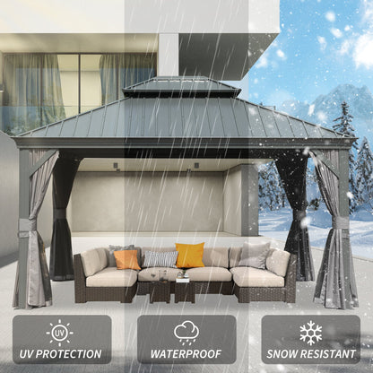 10' x 14' Hardtop Gazebo with Galvanized Steel Double Roof