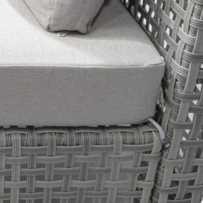 Outdoor Patio Set with Fire Pit Table Rattan Gray 8 Piece 60000 BTU