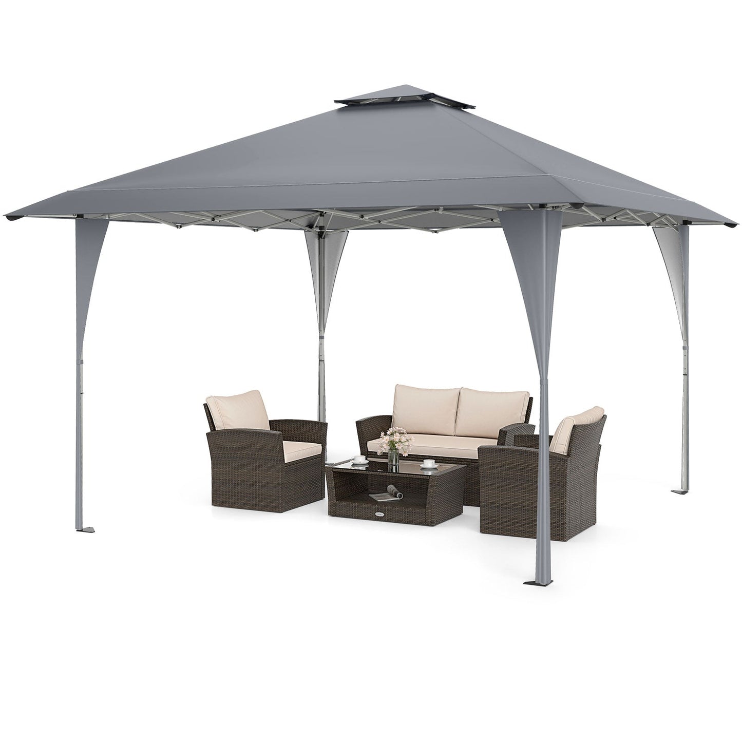 13 X 13 FT Pop up Gazebo with Portable Carrying Bag 8 Stakes and 4 Wind Ropes