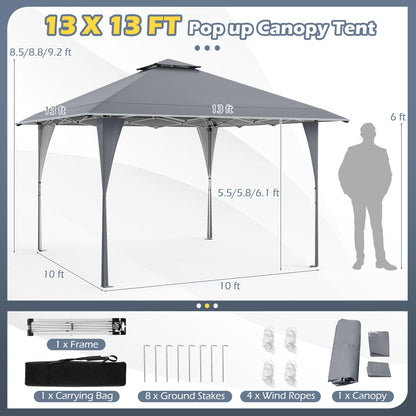 13 X 13 FT Pop up Gazebo with Portable Carrying Bag 8 Stakes and 4 Wind Ropes