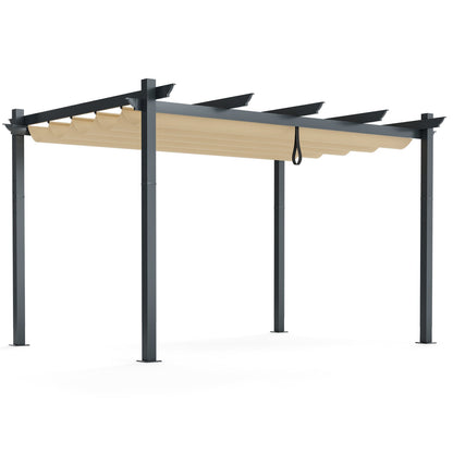 10 x 13 Feet Outdoor Aluminum Retractable Pergola Canopy Shelter