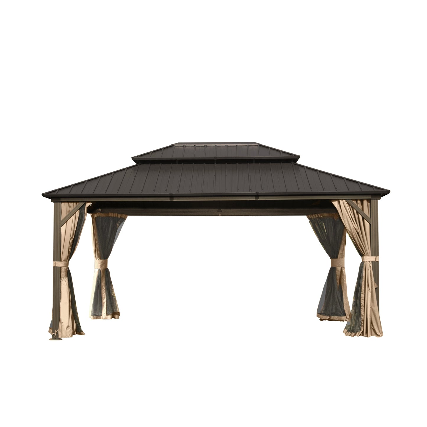 12' x 16' Hardtop Aluminum Gazebo with Double Roof Canopy