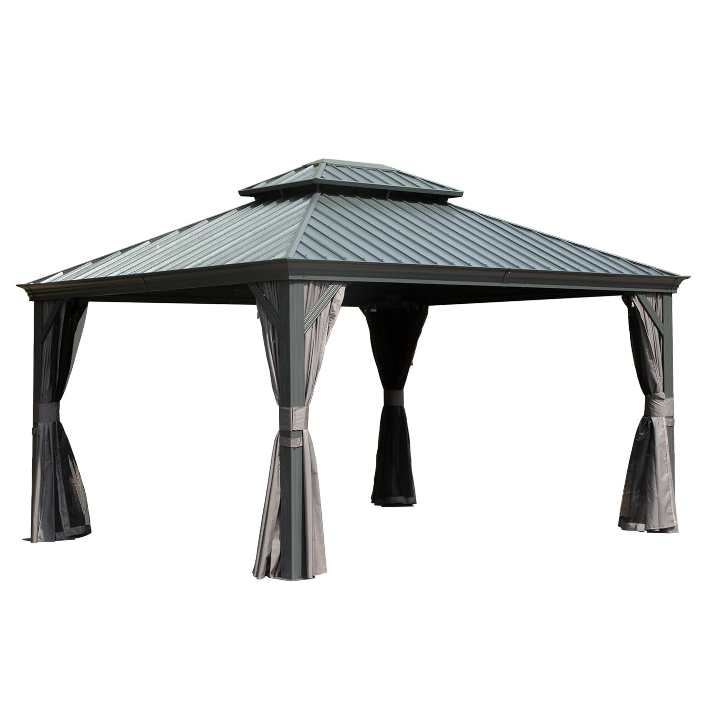 10' x 14' Hardtop Gazebo with Galvanized Steel Double Roof