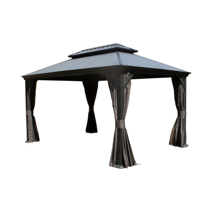 12'x16' Hardtop Gazebo with Resin Roof and Drainage Gutters