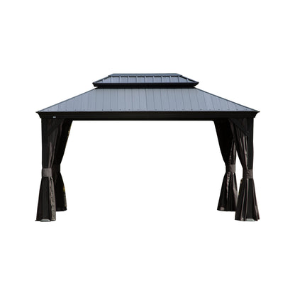 12'x16' Hardtop Gazebo with Resin Roof and Drainage Gutters