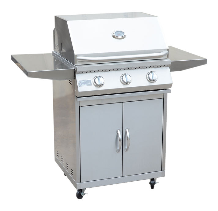 KoKoMo 26” BBQ Grill with 3-Burner Stainless Steel Cart - Freestanding