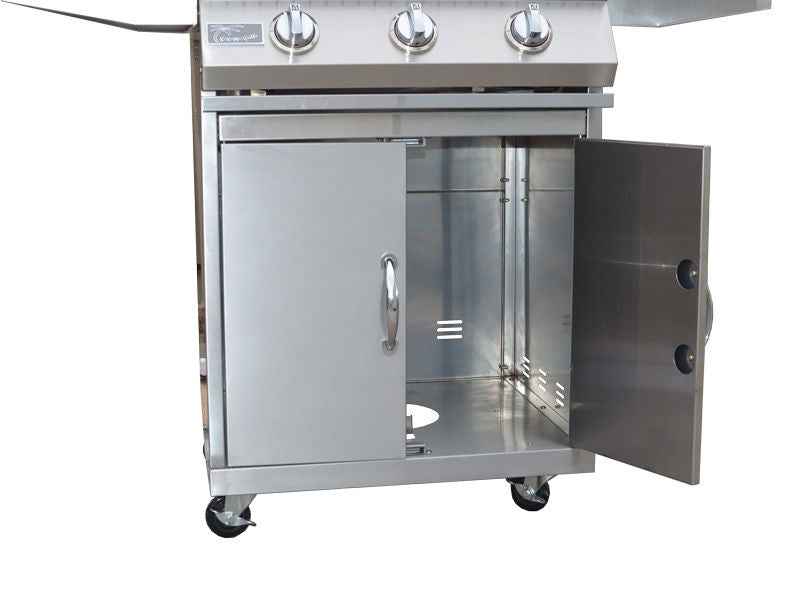 KoKoMo 26” BBQ Grill with 3-Burner Stainless Steel Cart - Freestanding