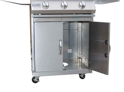 KoKoMo 26” BBQ Grill with 3-Burner Stainless Steel Cart - Freestanding