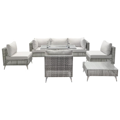 K&K 8-Piece Patio Furniture Set with 43" Fire Pit Table