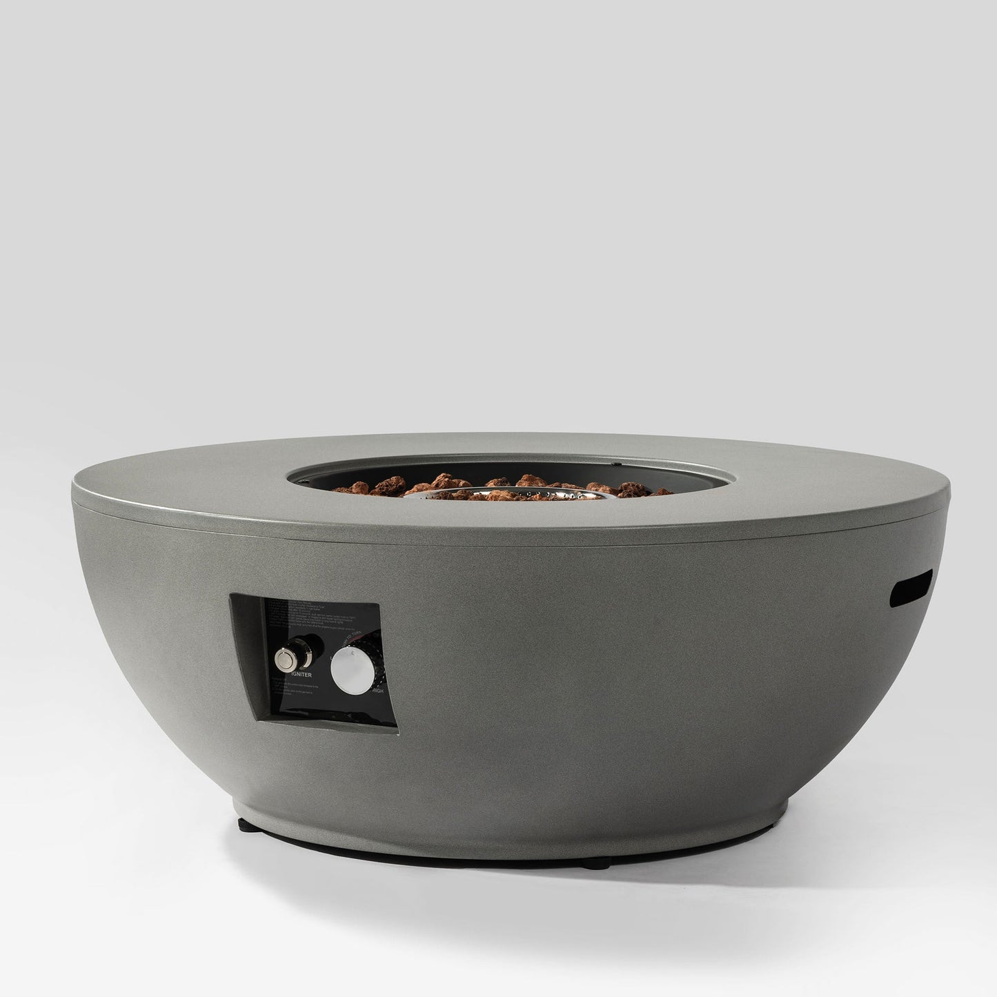 36 Inch Round Propane Gas Fire Pit Table 50000 BTU, Grey Steel