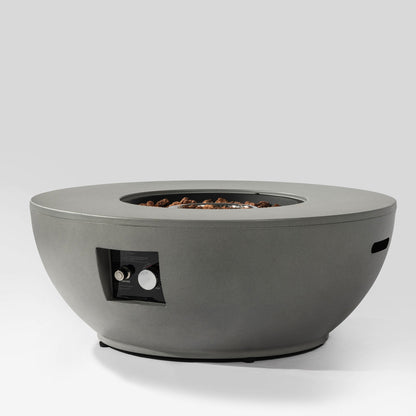 36 Inch Round Propane Gas Fire Pit Table 50000 BTU, Grey Steel