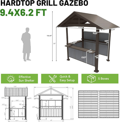 9.4X6.2 FT Hardtop Grill Gazebo