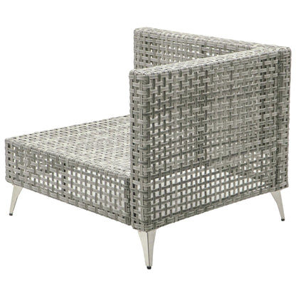 Outdoor Patio Set with Fire Pit Table Rattan Gray 8 Piece 60000 BTU