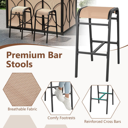 6.5 x 4 x 8 FT Grill Gazebo Set with 2 Bar Stools and Bar Table