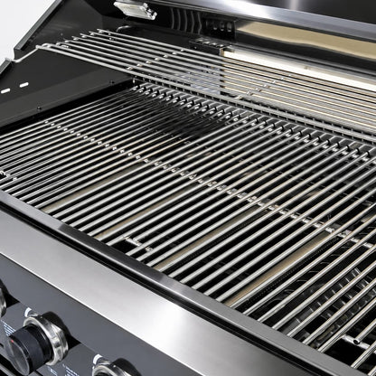 63" 6-Burner 85,000 BTU Black Outdoor Kitchen Island Grill + Marble Countertops