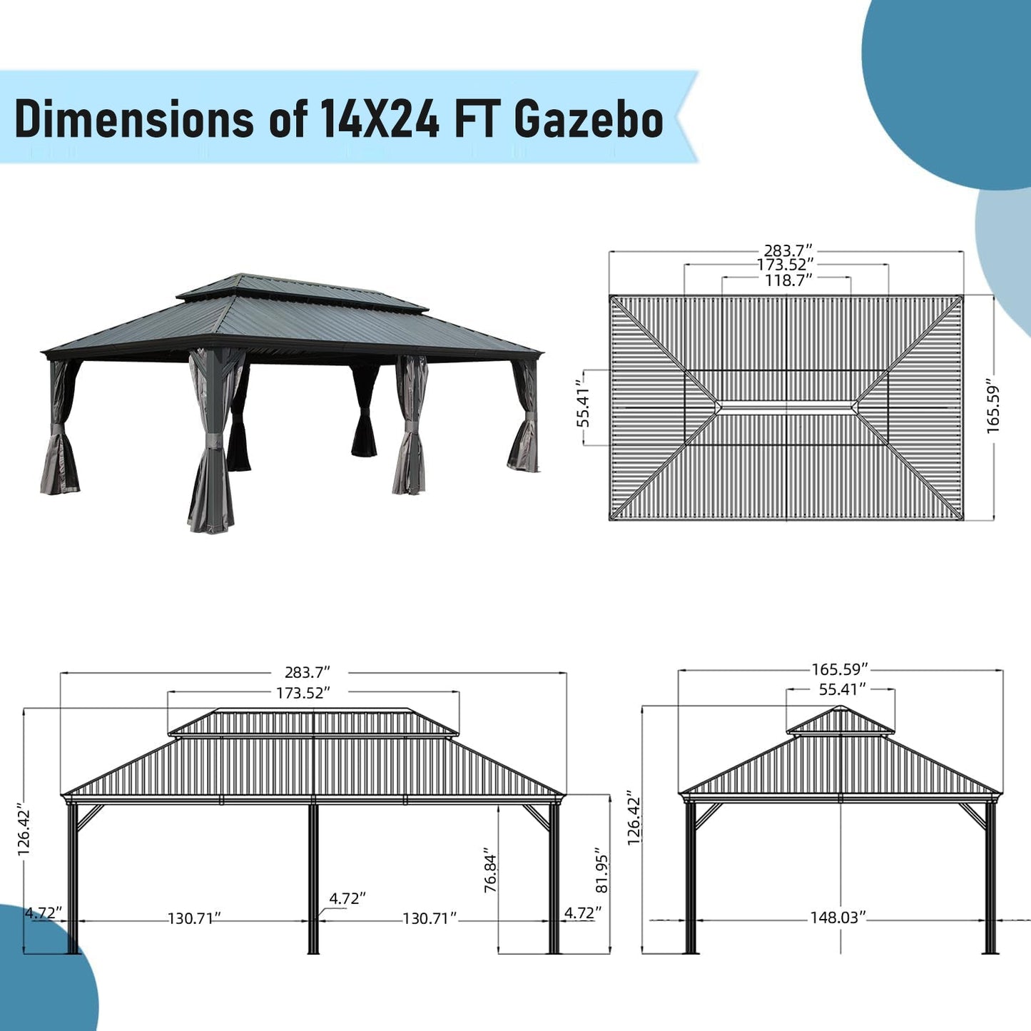 14x24FT Hardtop Gazebo