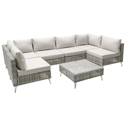 K&K Patio 8-Piece Patio Furniture Set with 43" Fire Pit Table