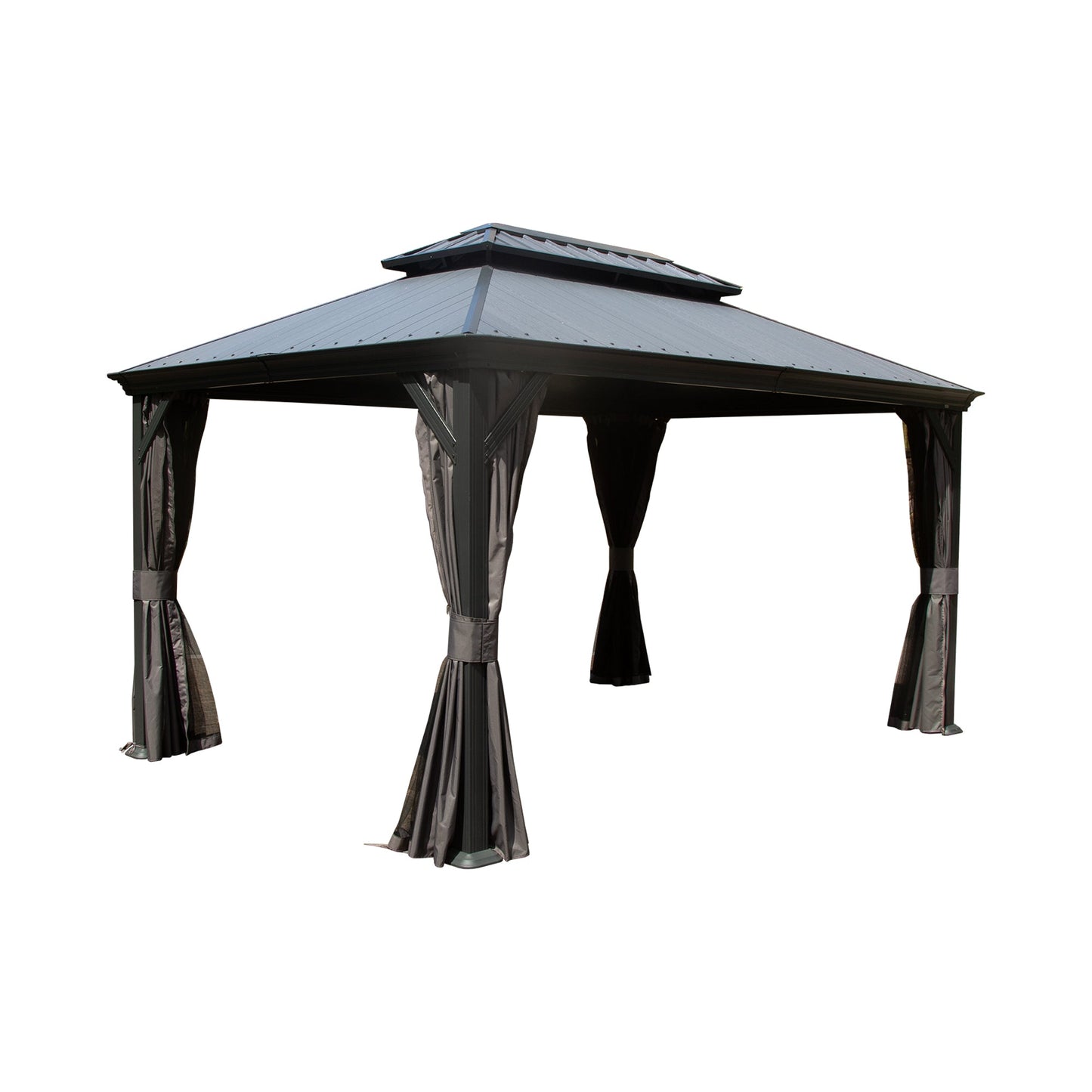 12'x16' Hardtop Gazebo with Resin Roof and Drainage Gutters