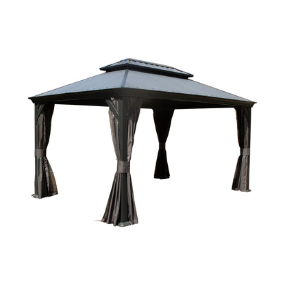 12'x16' Hardtop Gazebo with Resin Roof and Drainage Gutters