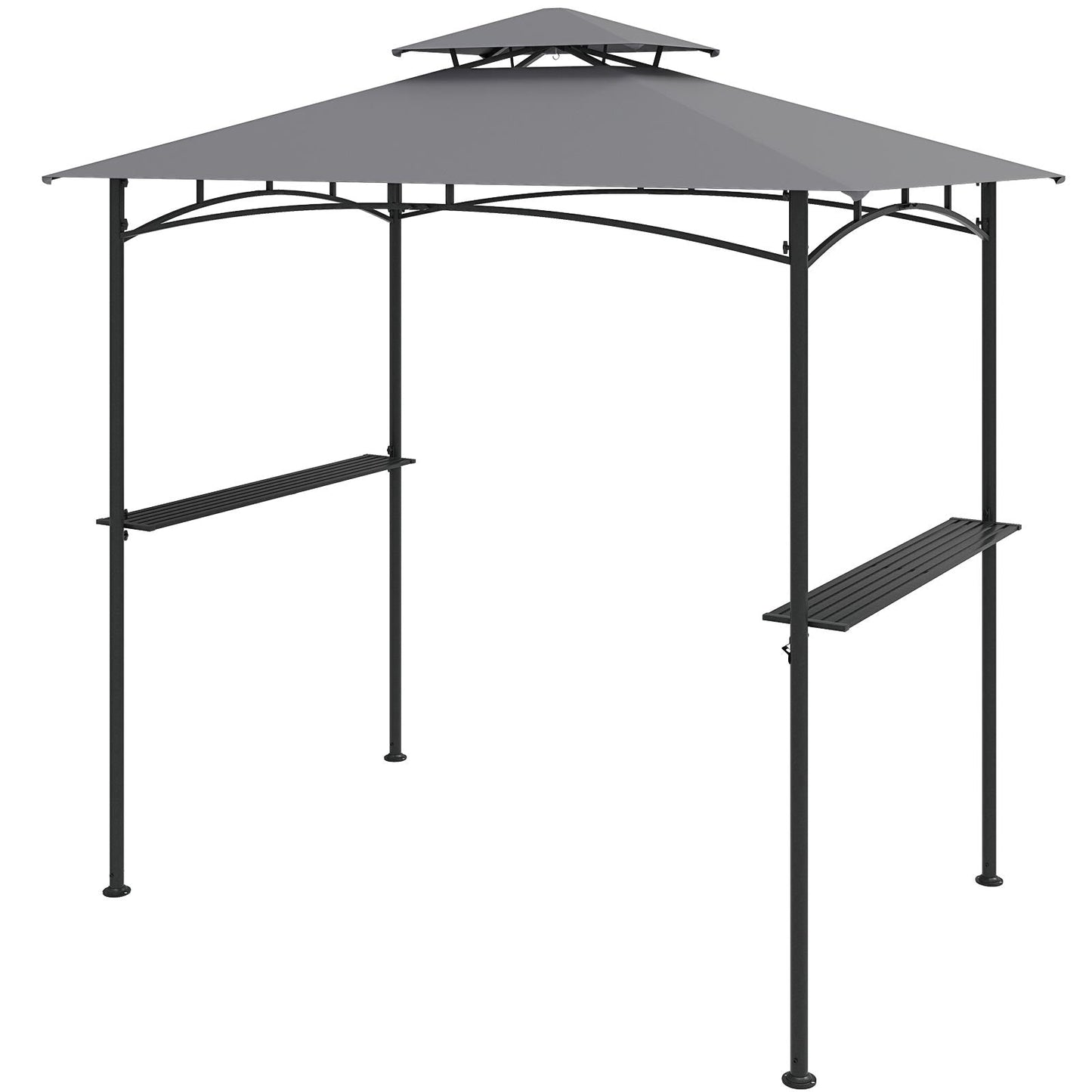 8 x 5 Feet Grill Gazebo with 2 Shelves 6 Hooks and Metal Frame-Gray