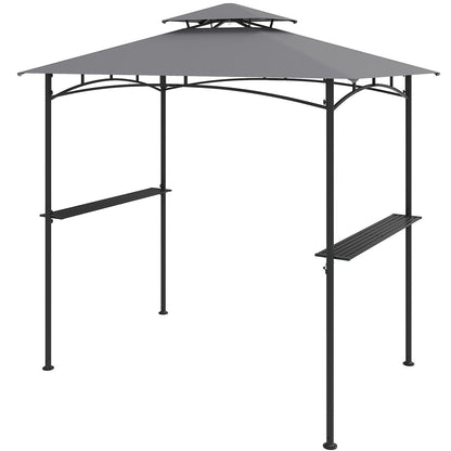 8 x 5 Feet Grill Gazebo with 2 Shelves 6 Hooks and Metal Frame-Gray