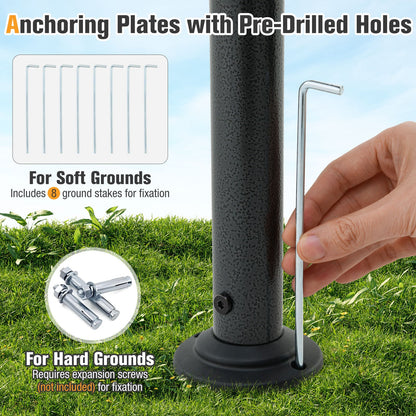 8 x 5 Feet Grill Gazebo with 2 Shelves 6 Hooks and Metal Frame-Gray