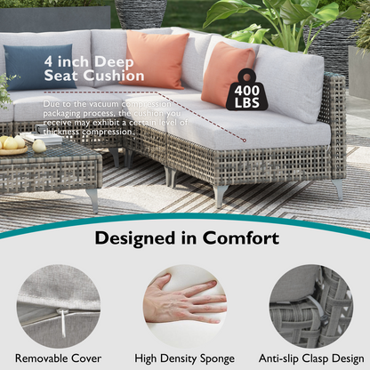 K&K Patio 8-Piece Patio Furniture Set with 43" Fire Pit Table
