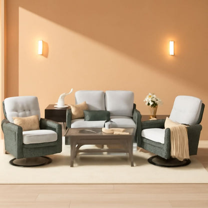 5 Piece Outdoor Patio Furniture Set With Swivel Rocker Chairs Light Gray