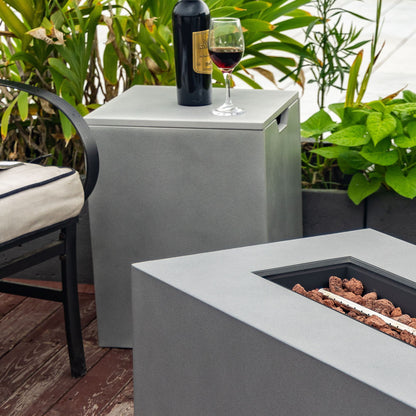 Propane Gas Fire Pit Table, 50000 Btu Rectangular With Glass Wind Guard For Outside - Gray