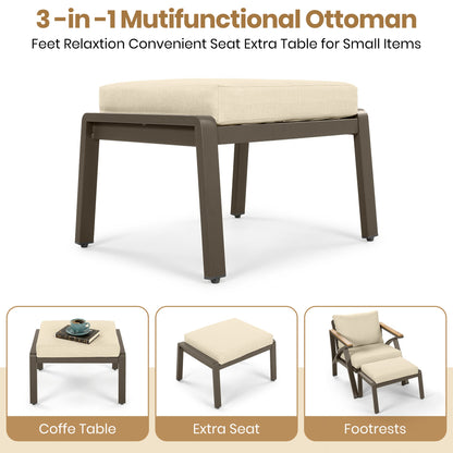 6-Piece Outdoor Patio Furniture Set with Steel Frame Sofa & Acacia Wood Table