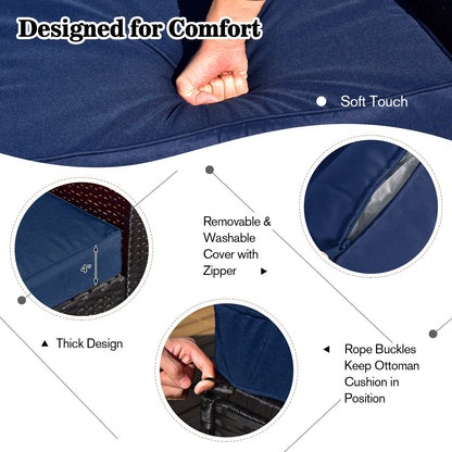 9 Pieces Outdoor PE Rattan Wicker Sectional Sofa with 42 Inch Gas Fire Pit Table
