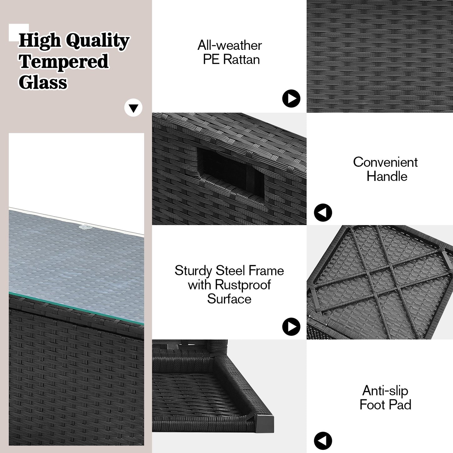 9 Pieces Outdoor PE Rattan Wicker Sectional Sofa with 42 Inch Gas Fire Pit Table