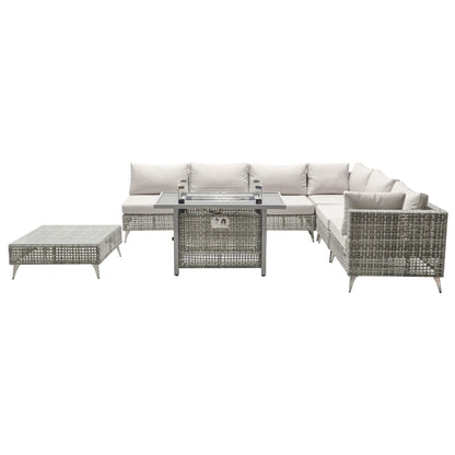 K&K Patio 8-Piece Patio Furniture Set with 43" Fire Pit Table
