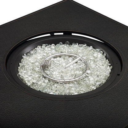 Henley 40" Round Aluminum Basketweave Convertible Gas Fire Pit Table