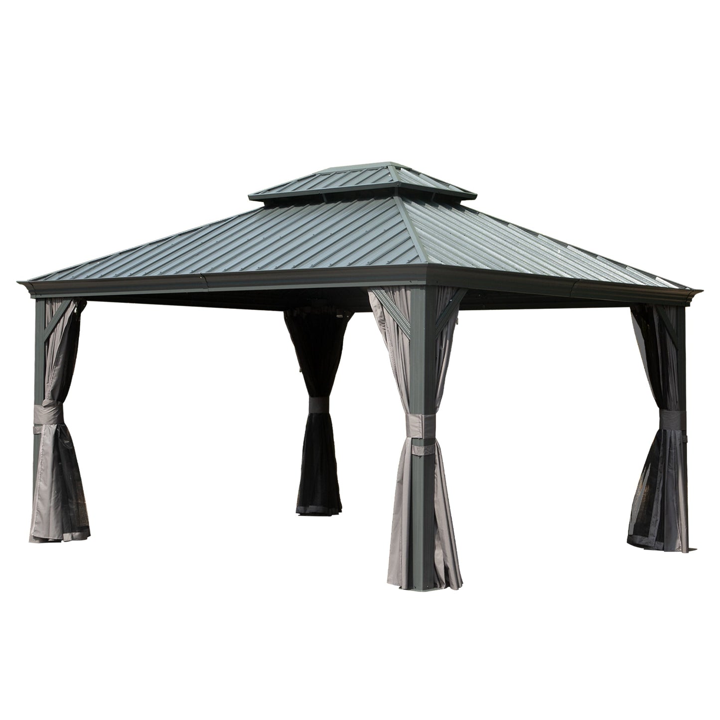 10' x 14' Hardtop Gazebo with Galvanized Steel Double Roof