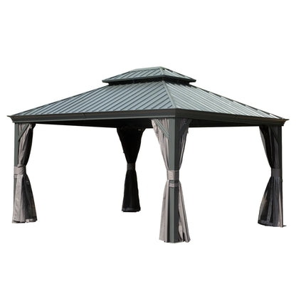 10' x 14' Hardtop Gazebo with Galvanized Steel Double Roof