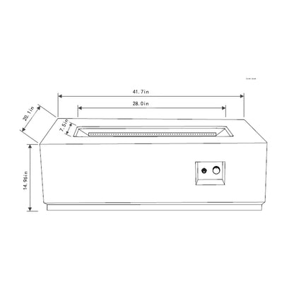 Propane Gas Fire Pit Table, 50000 Btu Rectangular With Glass Wind Guard For Outside - Gray