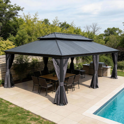 14'x24' Hardtop Gazebo with Resin Roof and Metal Frame