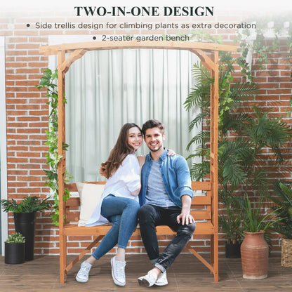 Arbor Garden Bench with Trellis and Pergola Arch