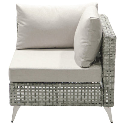 Outdoor Patio Set with Fire Pit Table Rattan Gray 8 Piece 60000 BTU