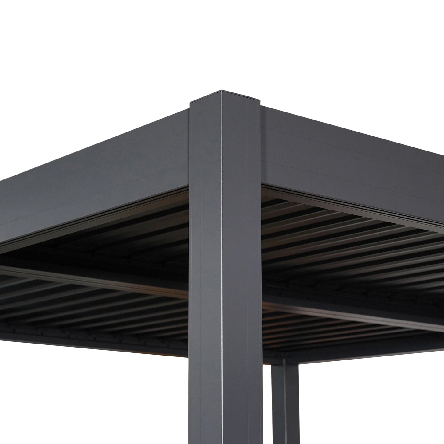 Byron Black Outdoor Pergola Aluminum with Adjustable Louvered Roof