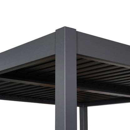 Byron Black Outdoor Pergola Aluminum with Adjustable Louvered Roof