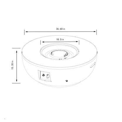 36 Inch Round Propane Gas Fire Pit Table 50000 BTU, Grey Steel