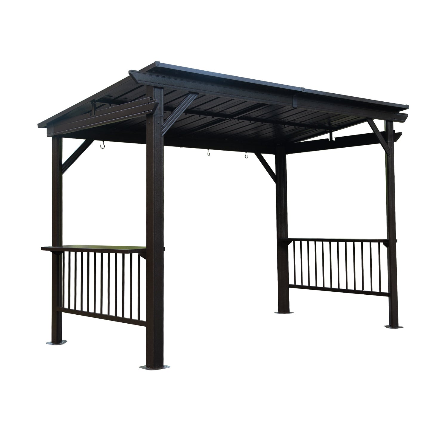 6.5x12FT Hardtop Grill Gazebo with Side Shelves