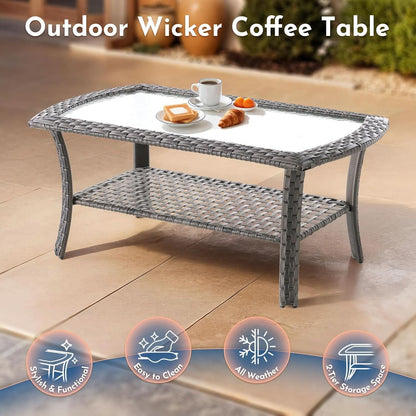 5 Piece Outdoor Patio Furniture Set With Swivel Rocker Chairs Light Gray