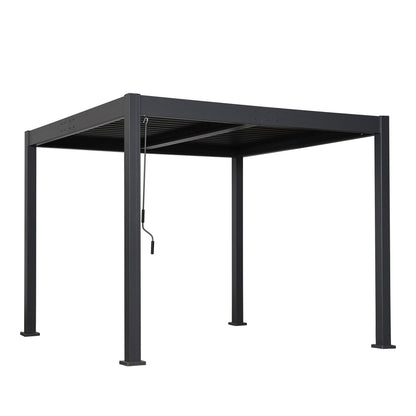 Byron Black Outdoor Pergola Aluminum with Adjustable Louvered Roof
