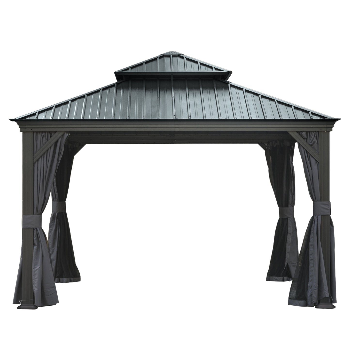12'x12' Hardtop Gazebo Canopy with Galvanized Steel Double Roof