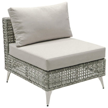 Outdoor Patio Set with Fire Pit Table Rattan Gray 8 Piece 60000 BTU