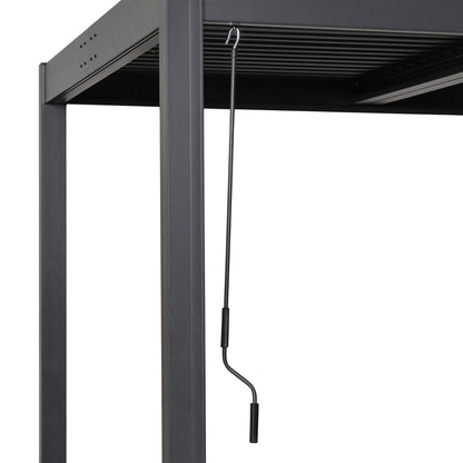 Byron Black Outdoor Pergola Aluminum with Adjustable Louvered Roof