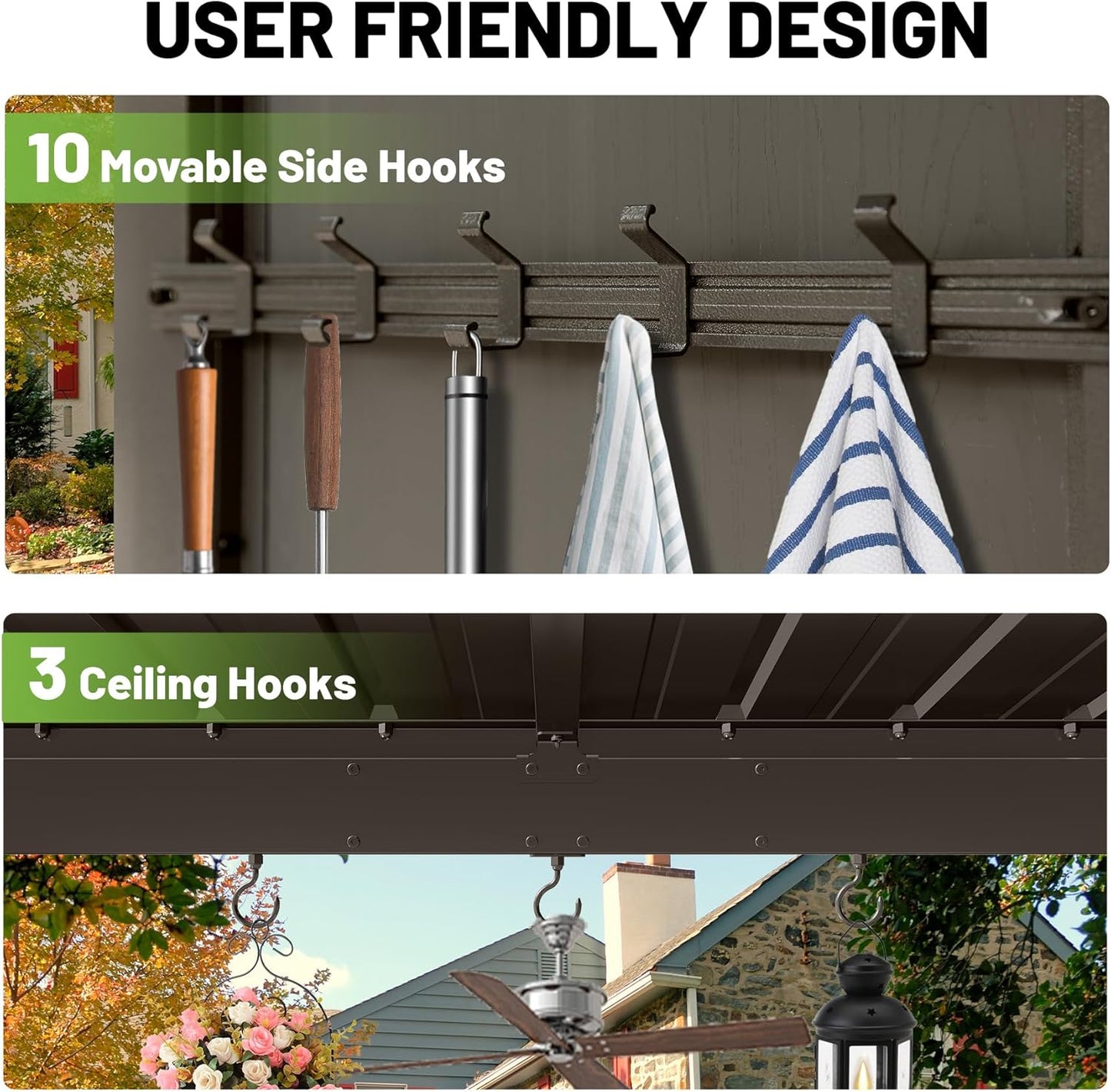 9X10FT Hardtop Grill Gazebo, Lean To Outdoor BBQ Gazebo with Storage Shelves and Expansion Platform